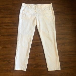 Loft Relaxed Skinny White Ankle Pants